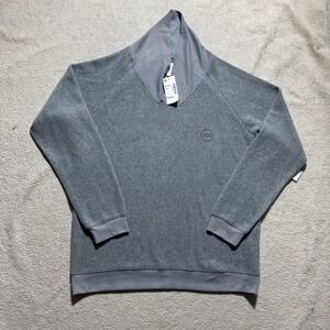 Sol Angeles Sweatshirt Mens Large Brushed Boucle Shawl Neck Pullover Gray NEW